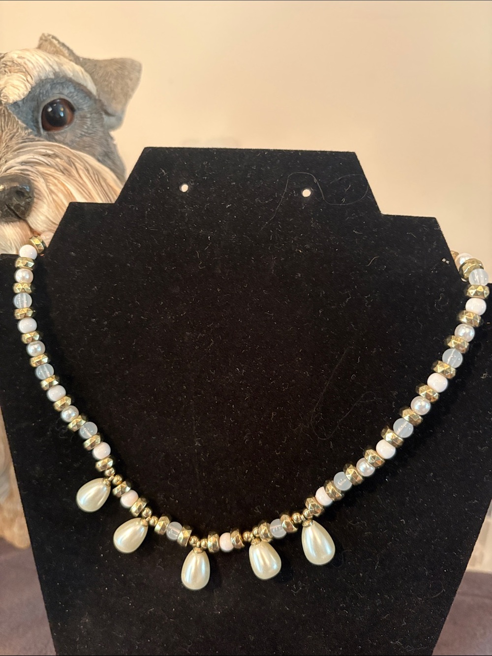 Plunder Gold and Ivory Beaded Drop  necklace